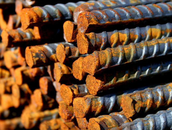 close-up of rusty steel rods