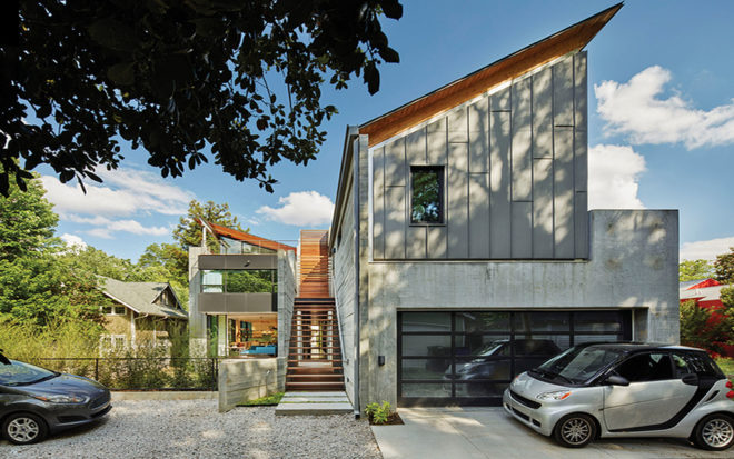 123 Hillcrest residence, North Carolina residence, Alphin Design Build, North Carolina Modernist Houses (NCMH), 2016 Matsumoto Prize Awards, flexible design, green architecture, concrete wall, rooftop terrace