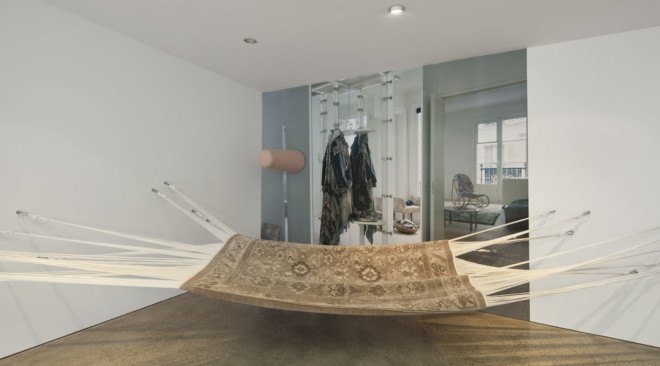 BLESS N° 56 WORKER’S DELIGHT, Vitra workspace installation, Reuber Henning, BLESS, Carpethammock, hammock, green design, ergonomic furniture, flexible workspace