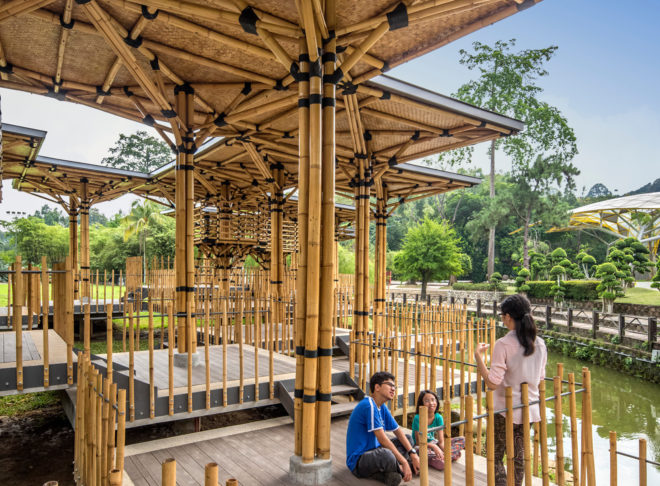 bamboo, bamboo playhouse, kuala lumpur, malaysia, malaysian architecture, elena jamil architect, marc tey, architecture, treehouse, wakaf, perdana botanical garden, community playhouse, park playhouse