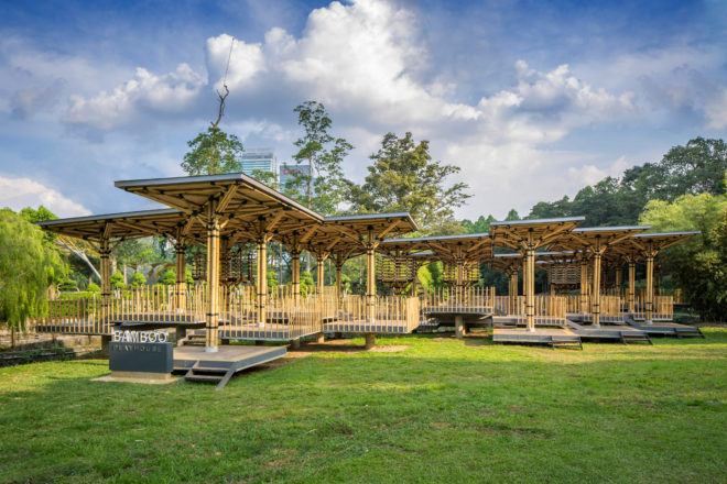 bamboo, bamboo playhouse, kuala lumpur, malaysia, malaysian architecture, elena jamil architect, marc tey, architecture, treehouse, wakaf, perdana botanical garden, community playhouse, park playhouse