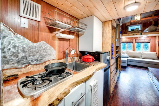 Basecamp, Backcountry Tiny Homes, Luke Orlando, Tina Orlando, tiny home, tiny homes, tiny house, tiny houses, wood, design, architecture, outdoors, deck, mountain climbing, tiny house deck, tiny home deck, tiny house design, tiny home design