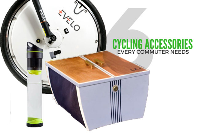 commute, commuter, bike, bicycle, cycling, bike accessories, accessories, bamboobee, mandy fender, bike lift and carry, pumptire, buca boot, evelo omni wheel, fontus bottle