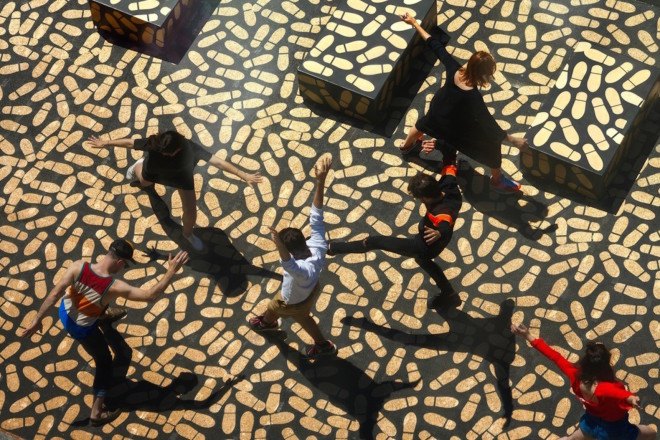 DANCE FLOOR by Jean Verville, Montreal Museum of Fine Arts summer 2016, Montreal Museum of Fine Arts urban installation, Montreal Museum of Fine Arts dance floor, Montreal urban installation
