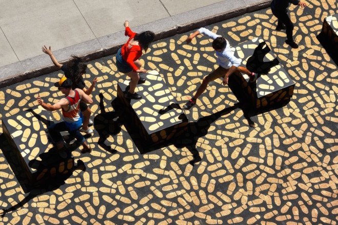 DANCE FLOOR by Jean Verville, Montreal Museum of Fine Arts summer 2016, Montreal Museum of Fine Arts urban installation, Montreal Museum of Fine Arts dance floor, Montreal urban installation