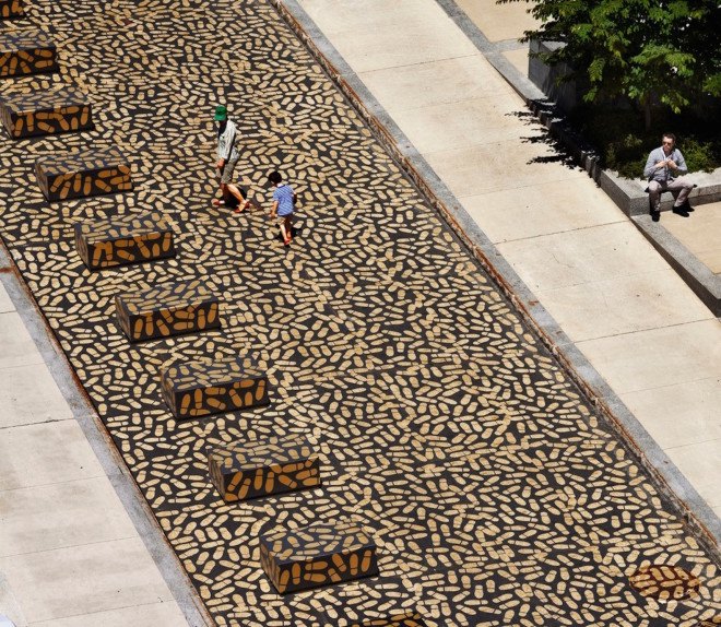 DANCE FLOOR by Jean Verville, Montreal Museum of Fine Arts summer 2016, Montreal Museum of Fine Arts urban installation, Montreal Museum of Fine Arts dance floor, Montreal urban installation
