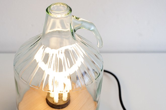 LaFlor Lamp, Dama Lamp, Lucirmás, Nutcreatives, upcycled glass bottle, glass bottles, PEFC, Plumen, green lighting, recyclable lighting, Dama Lamp by Lucirmás, LaFlor Lamp by Lucirmás
