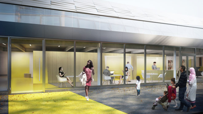 Denny Substation, Seattle, NBBJ, clean energy, substation, wind power, hydroelectric energy, renewable energy sources, green architecture, green infrastructure, Living Building Challenge, public walkway, communal space, floor-to-ceiling windows