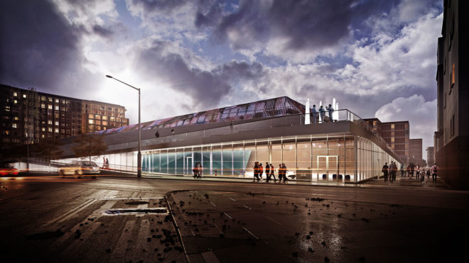 Denny Substation, Seattle, NBBJ, clean energy, substation, wind power, hydroelectric energy, renewable energy sources, green architecture, green infrastructure, Living Building Challenge, public walkway, communal space, floor-to-ceiling windows