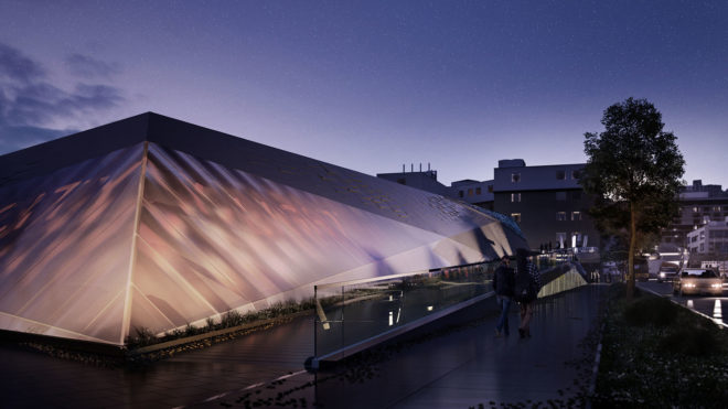 Denny Substation, Seattle, NBBJ, clean energy, substation, wind power, hydroelectric energy, renewable energy sources, green architecture, green infrastructure, Living Building Challenge, public walkway, communal space, floor-to-ceiling windows