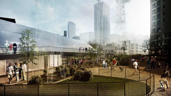 Denny Substation, Seattle, NBBJ, clean energy, substation, wind power, hydroelectric energy, renewable energy sources, green architecture, green infrastructure, Living Building Challenge, public walkway, communal space, floor-to-ceiling windows