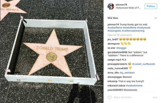 trump, donald trump, president, nominee, republican, hollywood, hollywood walk of fame, hollywood star, wall, build a wall, election, united states, america