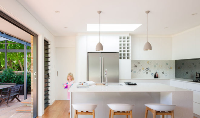 Escu House, Bijl Architecture, green renovation, Sydney, suburban house, green veranda, timber balustrades, natural light, pendant light, built-in furniture, green architecture