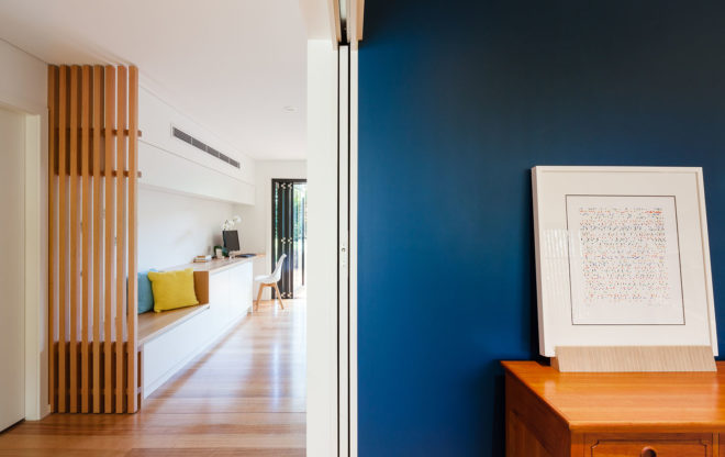 Escu House, Bijl Architecture, green renovation, Sydney, suburban house, green veranda, timber balustrades, natural light, pendant light, built-in furniture, green architecture