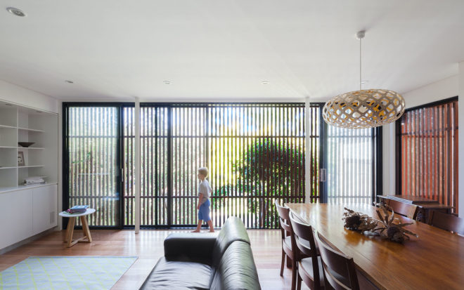 Escu House, Bijl Architecture, green renovation, Sydney, suburban house, green veranda, timber balustrades, natural light, pendant light, built-in furniture, green architecture