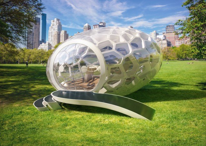 GreenPod Preorder the Future, GreenPod by Neste, Greenpod mobile workspace, egg-shaped architecture