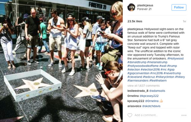 trump, donald trump, president, nominee, republican, hollywood, hollywood walk of fame, hollywood star, wall, build a wall, election, united states, america