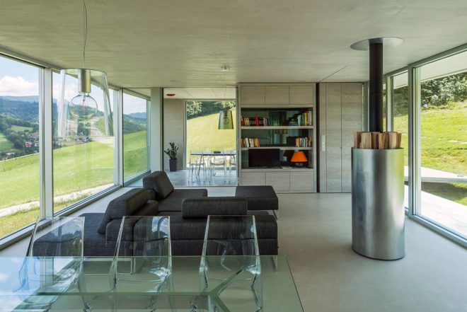 KWK Promes, concrete home, Poland, Robert Konieczny, Konieczny Ark, safe home, hllside home, lets rainwater flow,