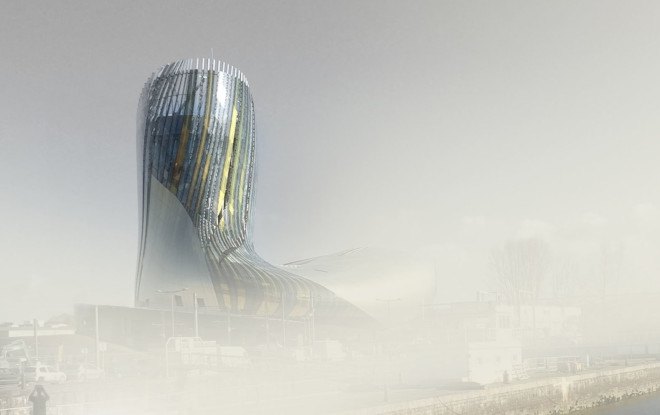 La Cité du Vin, Wine museum, Bordeaux, glass facade, aluminium, XTU Architects, France, green architecture, mirrors, observation tower, viewing tower