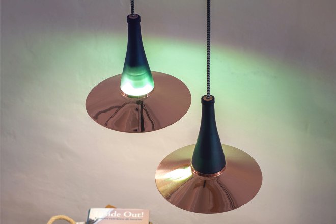 LaFlor Lamp, Dama Lamp, Lucirmás, Nutcreatives, upcycled glass bottle, glass bottles, PEFC, Plumen, green lighting, recyclable lighting, Dama Lamp by Lucirmás, LaFlor Lamp by Lucirmás