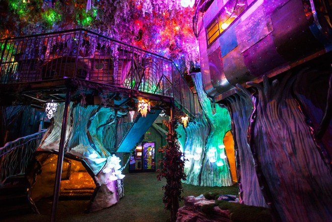 Meow Wolf, Game of Thrones creator, real life video game, The House of Eternal Return, immersive art, immersive space, glow in the dark, house, Santa Fe, recycled bowling alley
