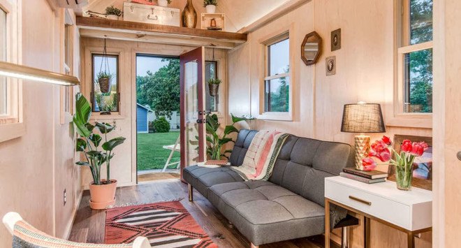 New Frontier Tiny Homes, Riverside tiny house, Tennessee, tiny house, green architecture, Scandinavian architecture, LED lighting, composting toilet, tiny spaces