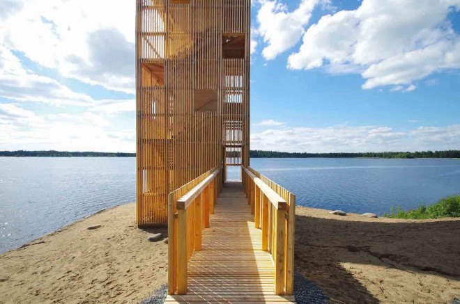 Periscope Tower by OOPEAA, Periscope Tower in Seinäjoki, Lake Kyrösjärvi architecture, Lake Kyrösjärvi observation tower, Lake Kyrösjärvi viewing platform,