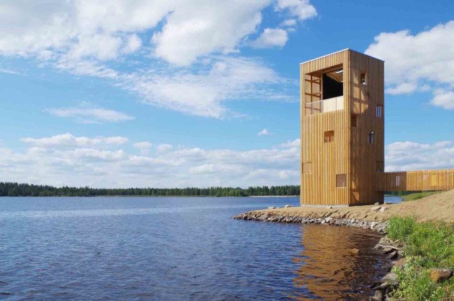 Periscope Tower by OOPEAA, Periscope Tower in Seinäjoki, Lake Kyrösjärvi architecture, Lake Kyrösjärvi observation tower, Lake Kyrösjärvi viewing platform,
