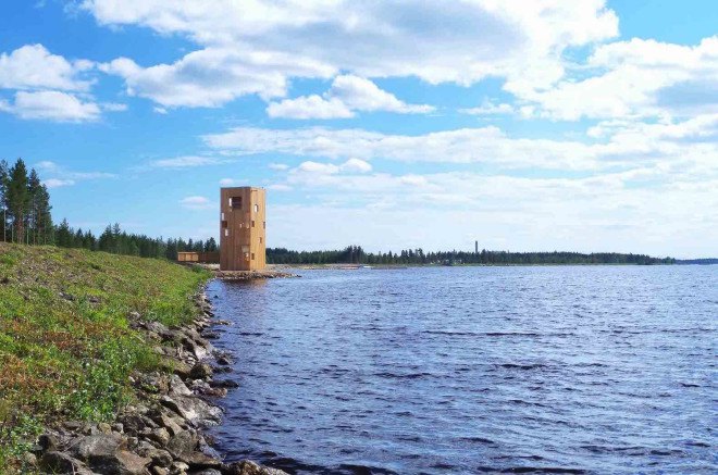 Periscope Tower by OOPEAA, Periscope Tower in Seinäjoki, Lake Kyrösjärvi architecture, Lake Kyrösjärvi observation tower, Lake Kyrösjärvi viewing platform,