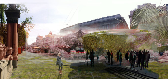 Piezo-Powered public transport, Belgrade, Piezoelectric Trolleybus Gardens, Margot Krasojevic, energy-efficient transport, piezoelectricity, piezoelectric cells, energy from movement, green infrastructure, green design