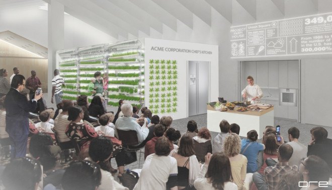 grownyc, project farmhouse, hydroponic garden, hydroponic grow wall, led light system, indoor garden, manhattan, sustainability programs, education center, community space, community event space, union square, hyatt union square, union square greenmarket