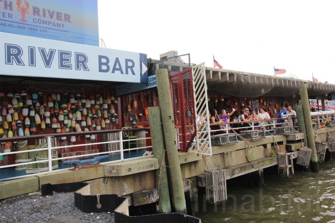 andrew franz, andrew franz architect, bar on a boat, boat restaurant nyc, eco design, Fish Bar, Fish Bar at North River Landing, floating bar, green architecture, green design, New York Cruise Lines, nyc boat restaurant, pier 81, recycled boat, restaurant on a boat