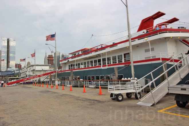 andrew franz, andrew franz architect, bar on a boat, boat restaurant nyc, eco design, Fish Bar, Fish Bar at North River Landing, floating bar, green architecture, green design, New York Cruise Lines, nyc boat restaurant, pier 81, recycled boat, restaurant on a boat