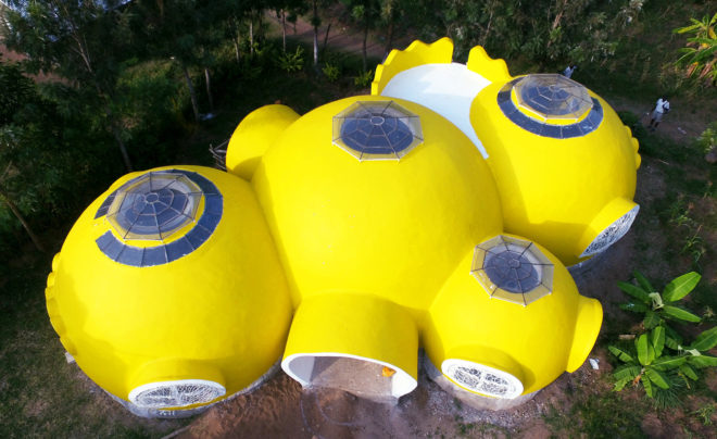 bright yellow dome home, Mama Dolfine's orphanage, Korando Educational Center, brick dome home, Kisumu dome home, Kenya dome home, dome home in Kenya, sustainable dome home, Torsten Kremser, Better Me Foundation