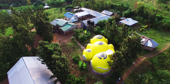 bright yellow dome home, Mama Dolfine's orphanage, Korando Educational Center, brick dome home, Kisumu dome home, Kenya dome home, dome home in Kenya, sustainable dome home, Torsten Kremser, Better Me Foundation