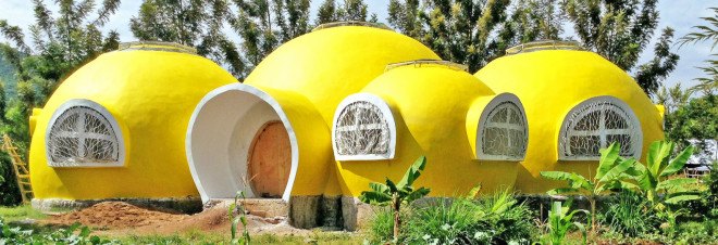 bright yellow dome home, Mama Dolfine's orphanage, Korando Educational Center, brick dome home, Kisumu dome home, Kenya dome home, dome home in Kenya, sustainable dome home, Torsten Kremser, Better Me Foundation