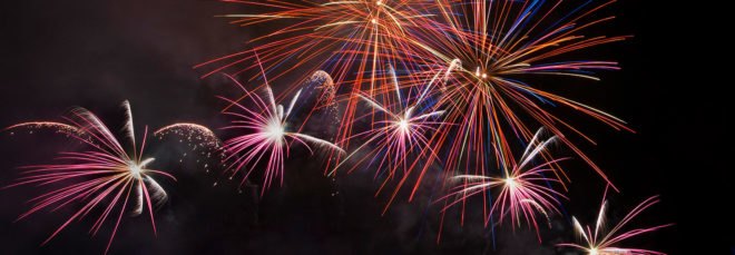 Fireworks against a black night sky