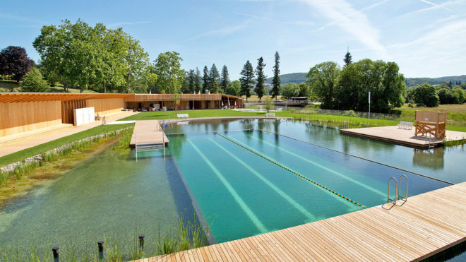 natural swimming pool, chlorine free swimming pool, swimming pool, pool, naturbad riehen, natural swimming pool, riehen, switzerland, natural swimming pools, herzog and de meuron, herzog & de meuron, pool, green design, green building, green architecture, sustainable building, sustainable design, sustainable architecture, eco design, water issues,