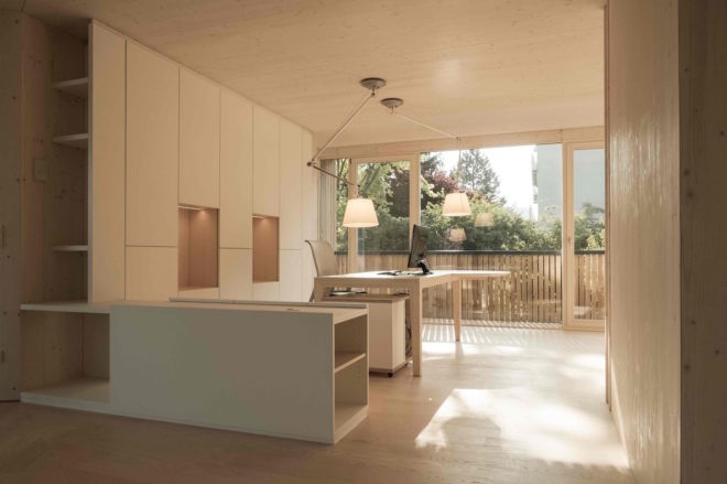 52 Cubic Wood by JOSEP and Atelier Gerhard Haumer, timber office design, timber building sequesters carbon, low-carbon footprint office, wood office,