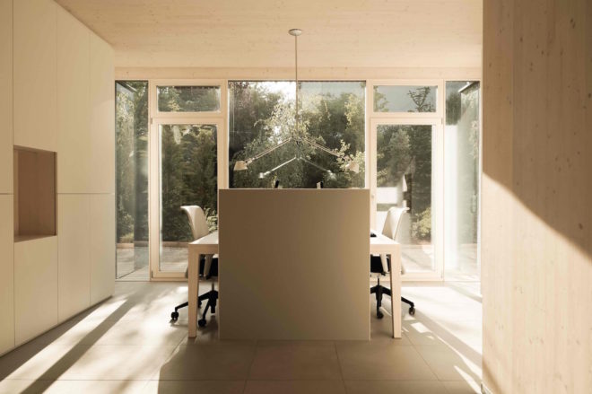 52 Cubic Wood by JOSEP and Atelier Gerhard Haumer, timber office design, timber building sequesters carbon, low-carbon footprint office, wood office,