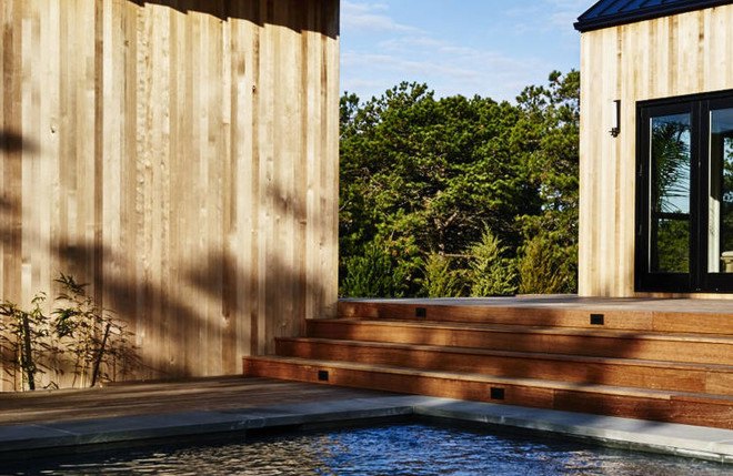 Studio Zung, Atelier 2016 residence, Hamptons, swimming pool, salvaged building materials, intelligent residence, luxury residence, Long Island, green architecture, oak flooring, wooden deck, traditional architecture
