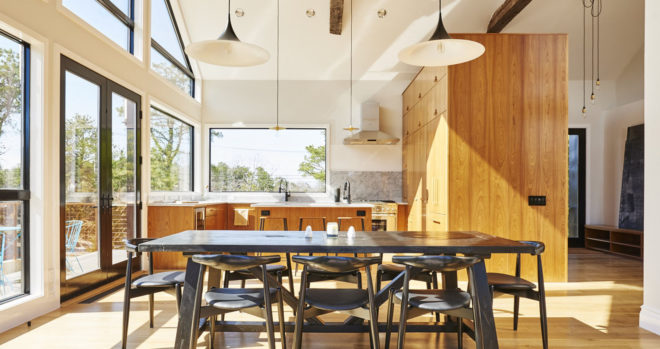 Studio Zung, Atelier 2016 residence, Hamptons, swimming pool, salvaged building materials, intelligent residence, luxury residence, Long Island, green architecture, oak flooring, wooden deck, traditional architecture