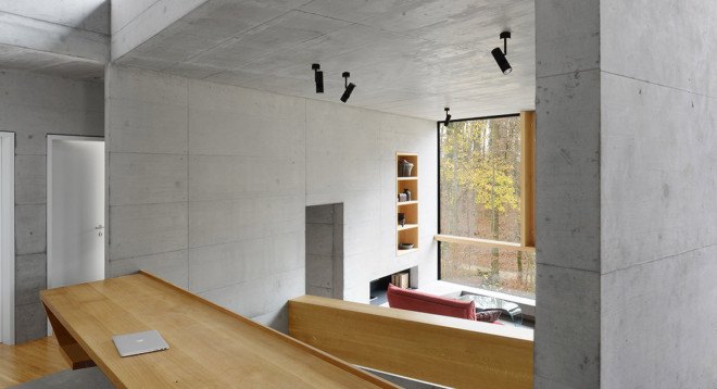 Casa Forest, Switzerland, forest residence, Basel, Daluz Gonzalez Architekten, green architecture, double-height space, natural light
