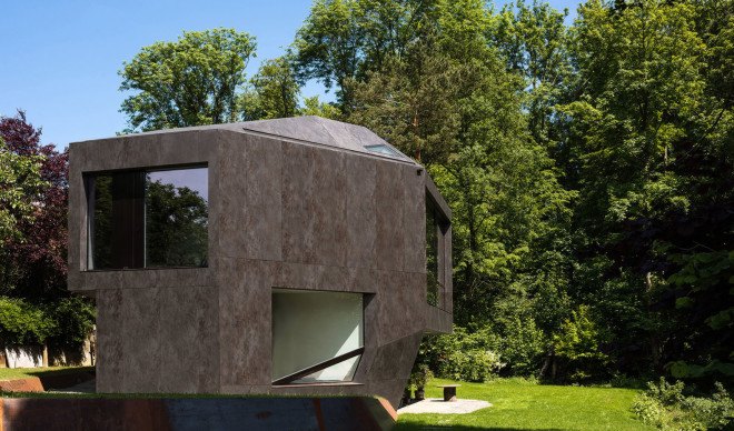 Casa Forest, Switzerland, forest residence, Basel, Daluz Gonzalez Architekten, green architecture, double-height space, natural light