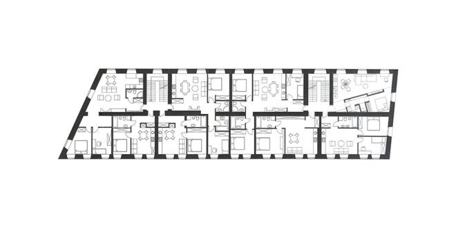 Bazillion apartment, tiny apartment, Lithuania, YCL Studio, open-plan, terracotta, green interior, interior design, natural light