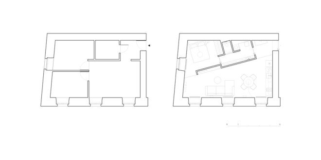 Bazillion apartment, tiny apartment, Lithuania, YCL Studio, open-plan, terracotta, green interior, interior design, natural light