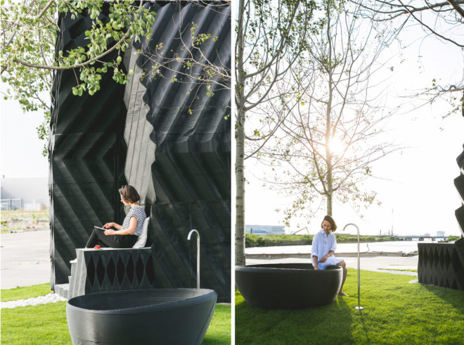 dus architects, 3d printed home, urban cabin, 3d printed cabin, micro home, 3d printed micro home, tiny house, tiny home, 3d printed bathtub, dutch architecture, amsterdam cabin, sustainable housing