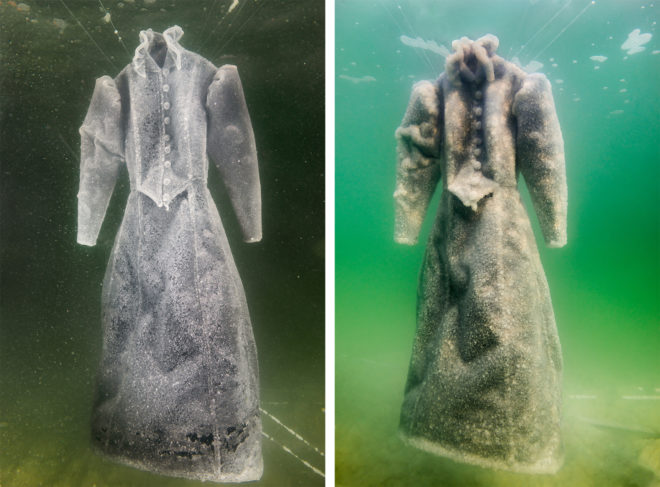 Salt Bride, Sigalit Landau, Salt Bride by Sigalit Landau, Marlborough Contemporary, Dead Sea, art, salt, art gallery, art exhibit, photography, underwater photography, dress, salt dress