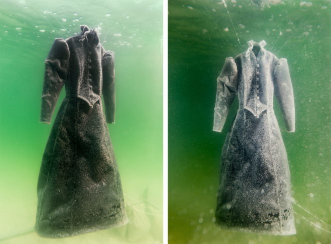 Salt Bride, Sigalit Landau, Salt Bride by Sigalit Landau, Marlborough Contemporary, Dead Sea, art, salt, art gallery, art exhibit, photography, underwater photography, dress, salt dress