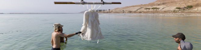 Salt Bride, Sigalit Landau, Salt Bride by Sigalit Landau, Marlborough Contemporary, Dead Sea, art, salt, art gallery, art exhibit, photography, underwater photography, dress, salt dress